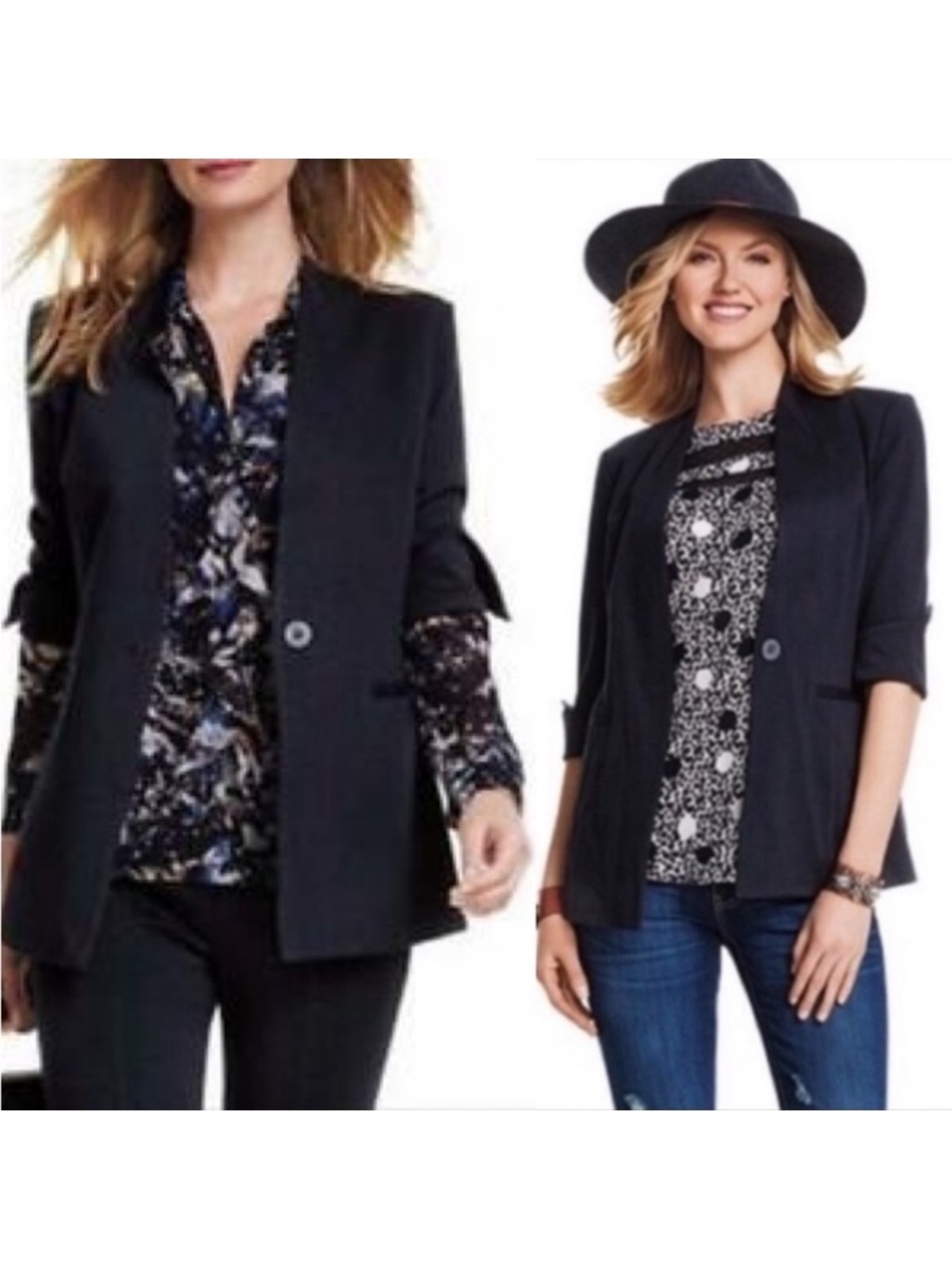 CAbi Turner Black Collarless Blazer Size 0